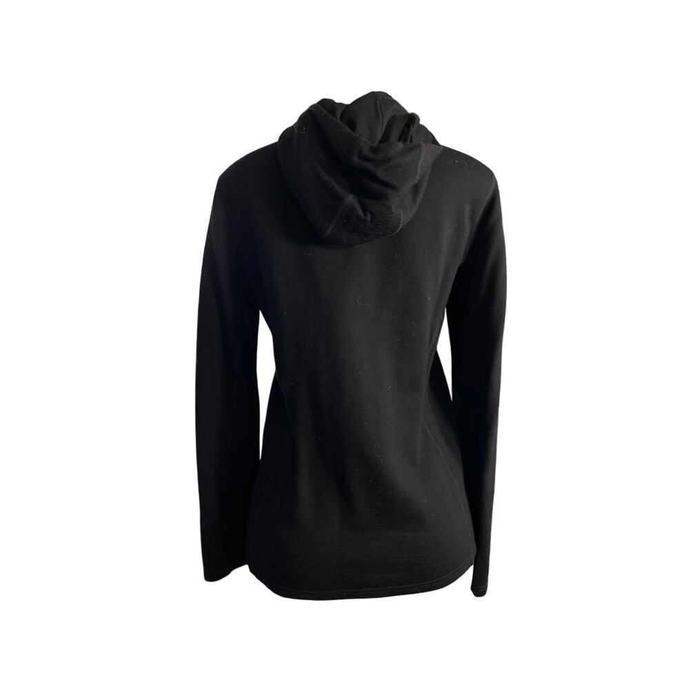 Women M Icebreaker Merino Wool Cascade Fleece Black Full Zip Hoodie Jacket Coat - Picture 5 of 9
